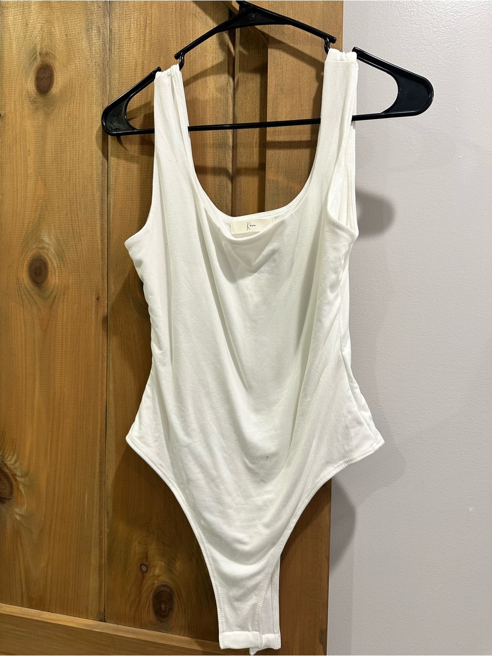 White Scoop Neck Tank Bodysuit — Unbranded